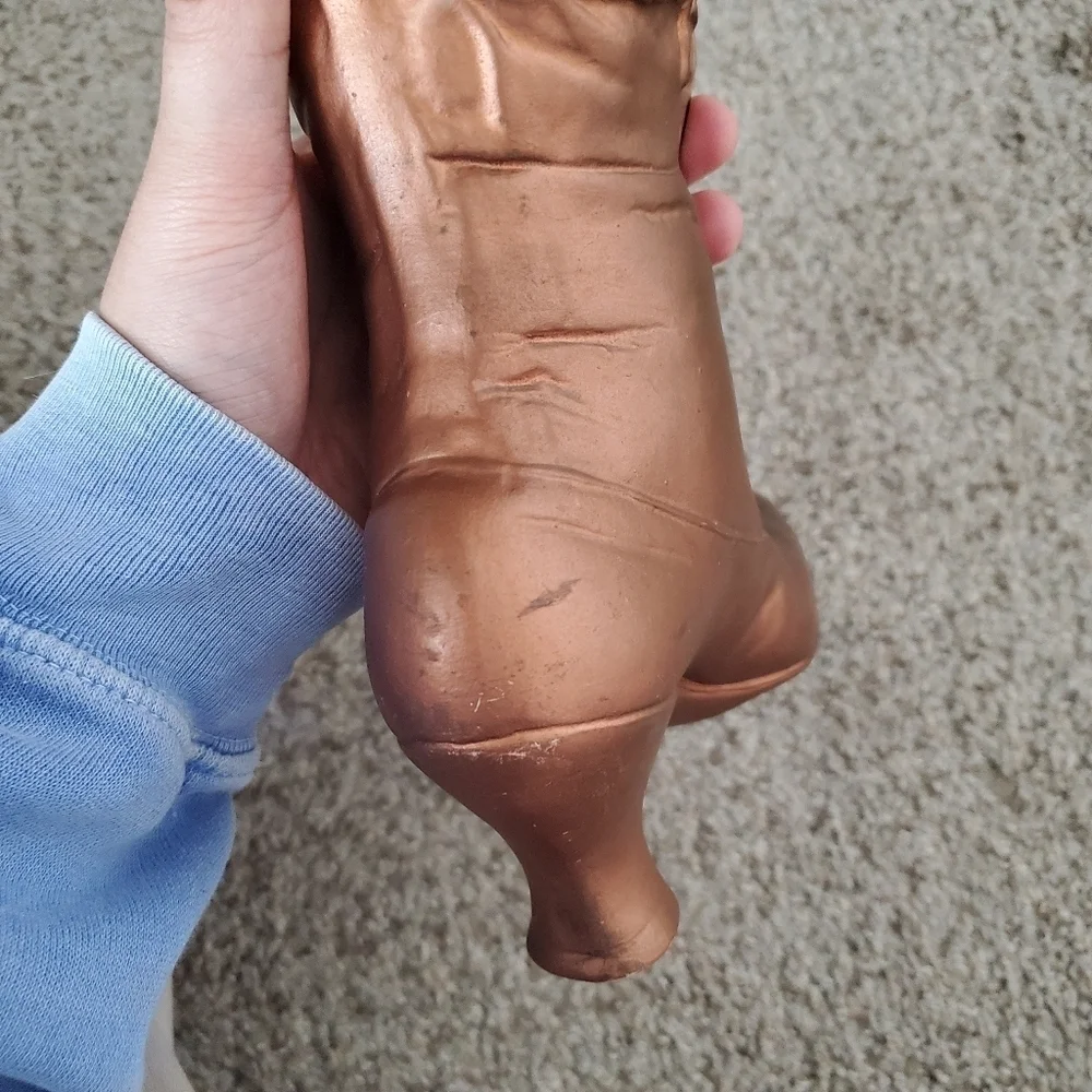 Vintage Antique Bronze Copper Heeled Cowboy Boot Vase Decor - Picture 7 of 9